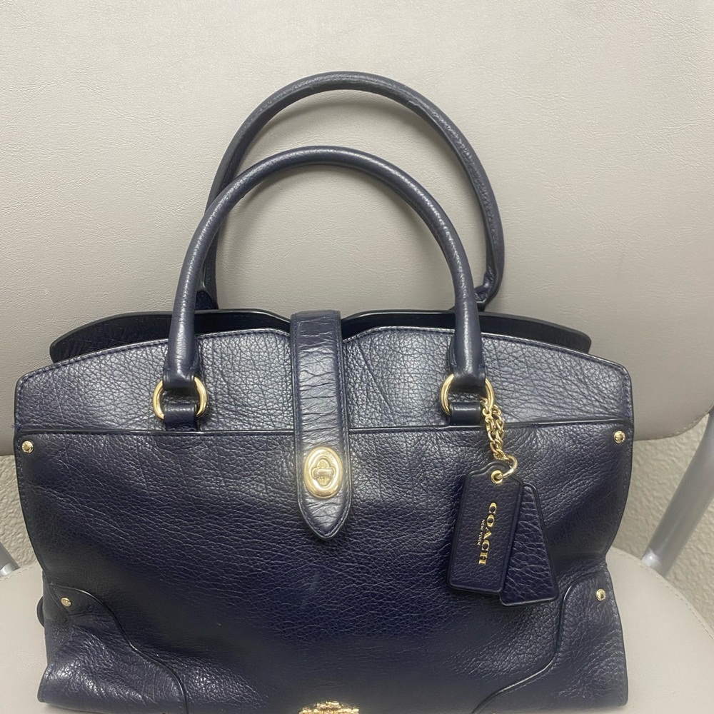 Coach Dark Blue Leather Satchel